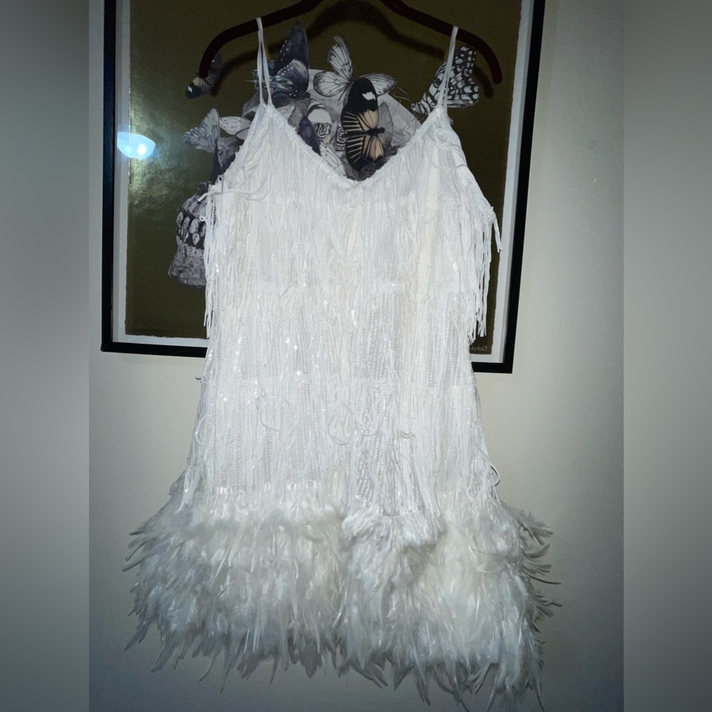 Mew Mew White Fringe Dress with tags